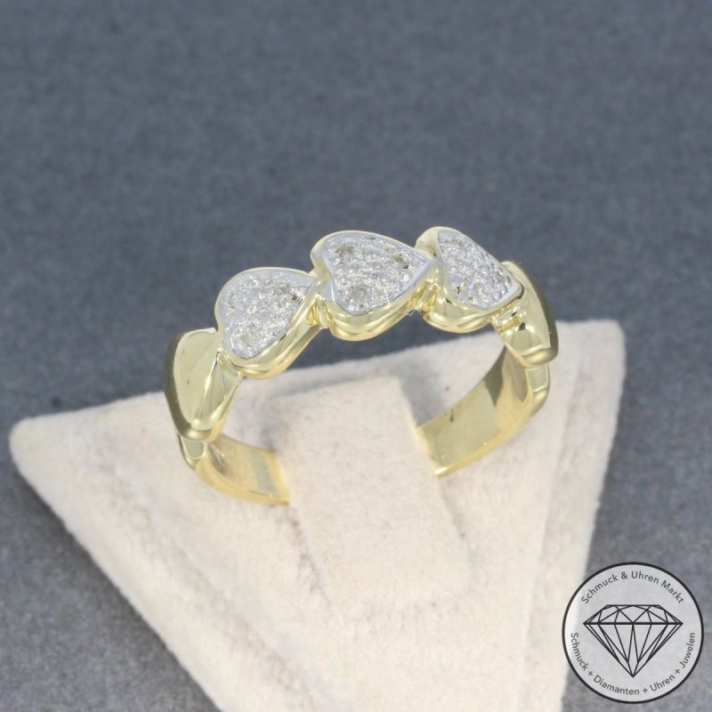 Wert 1190 € Diamant Ring Herz in 585er 14 K Gelbgold - 99522