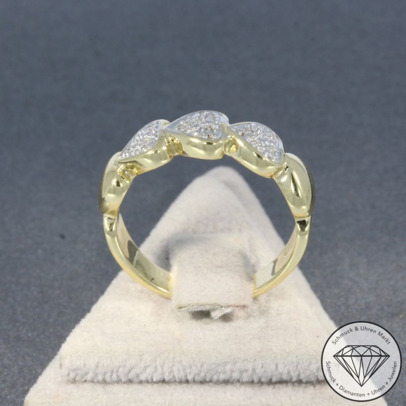 Wert 1190 € Diamant Ring Herz in 585er 14 K Gelbgold - 99522