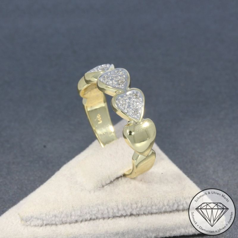 Wert 1190 € Diamant Ring Herz in 585er 14 K Gelbgold - 99522