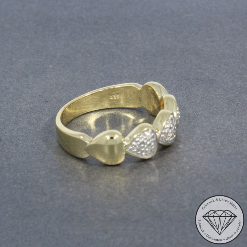 Wert 1190 € Diamant Ring Herz in 585er 14 K Gelbgold - 99522