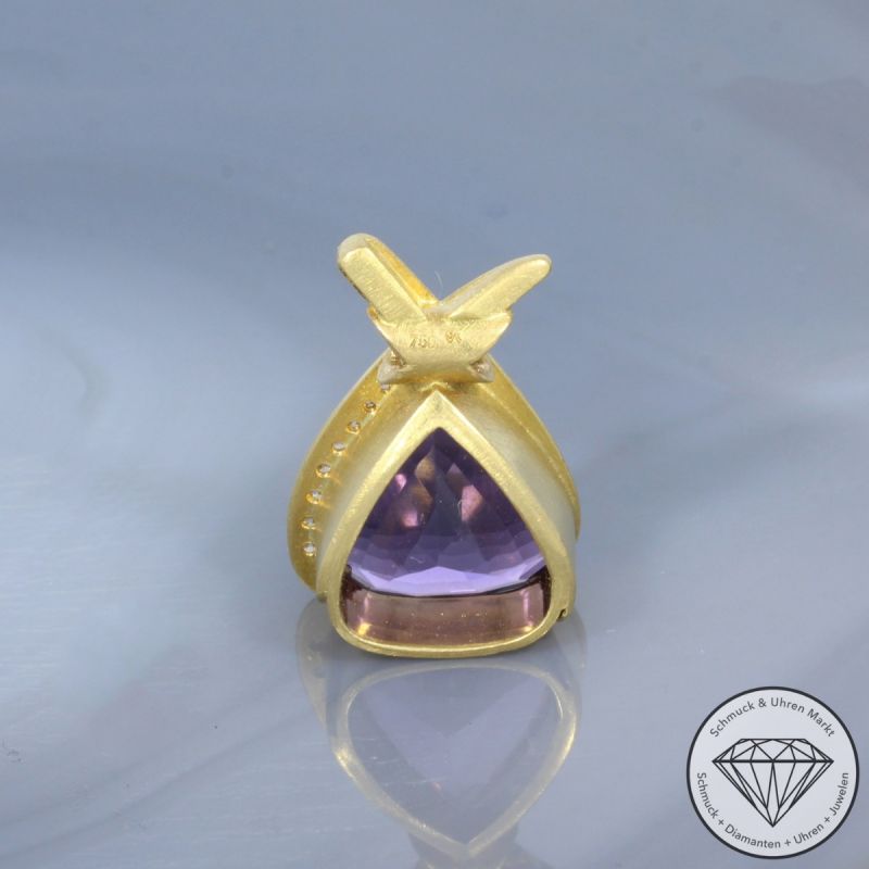 Wert 1700 € Brillant Amethyst Anhänger in 750er 18 K Gelbgold - 99551