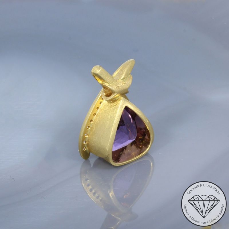 Wert 1700 € Brillant Amethyst Anhänger in 750er 18 K Gelbgold - 99551