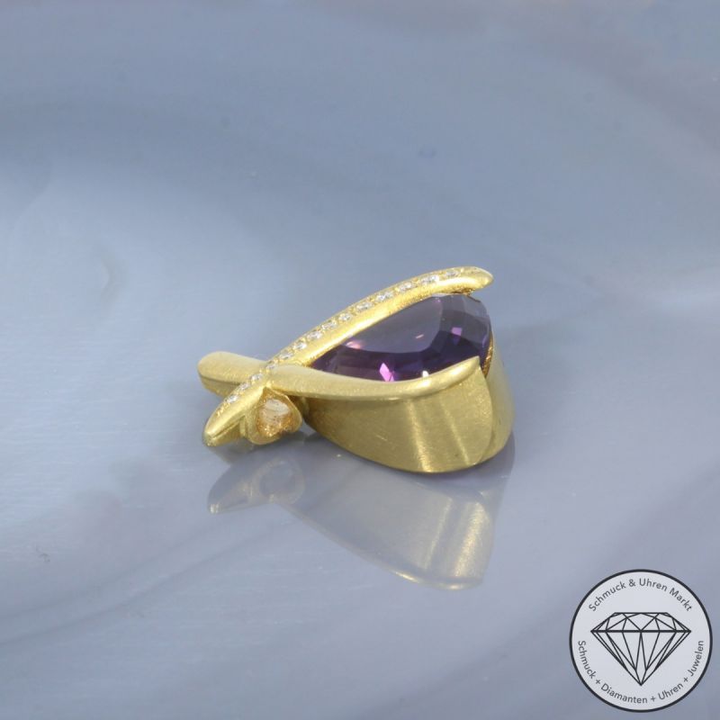 Wert 1700 € Brillant Amethyst Anhänger in 750er 18 K Gelbgold - 99551