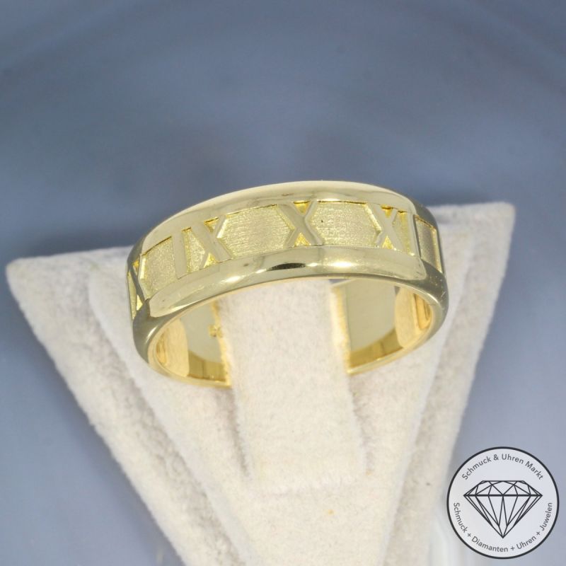 Tiffany Ring mit römischen Ziffern 750er/18 Karat Gelb Gold Größe 58 – 99554