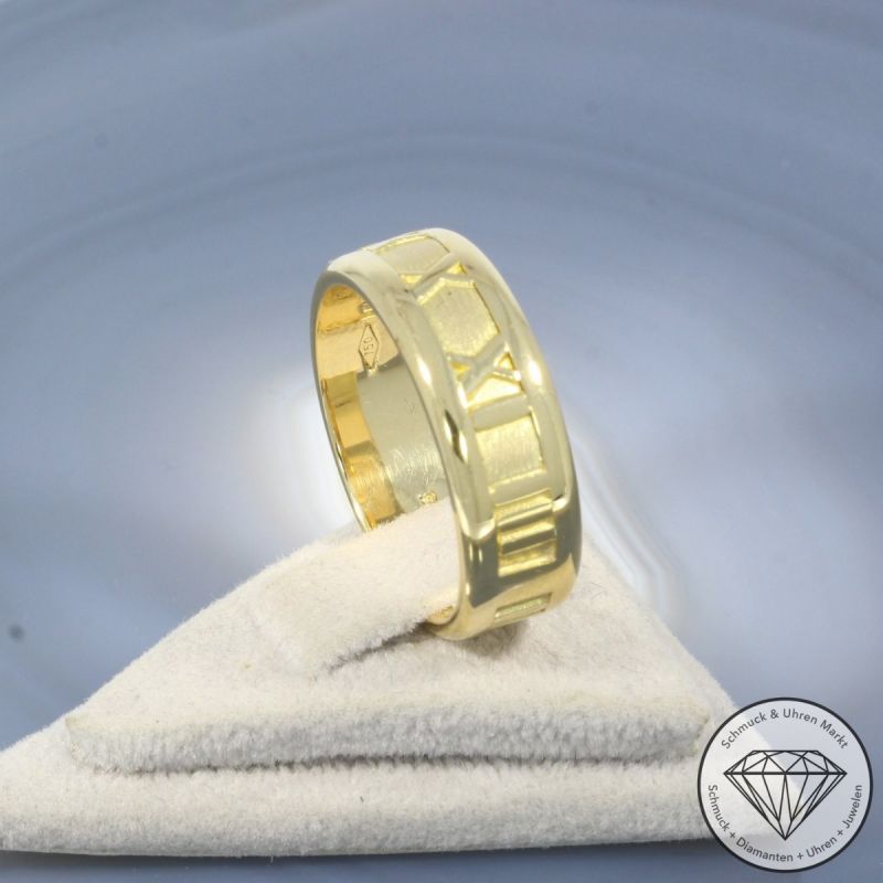 Tiffany Ring mit römischen Ziffern 750er/18 Karat Gelb Gold Größe 58 – 99554