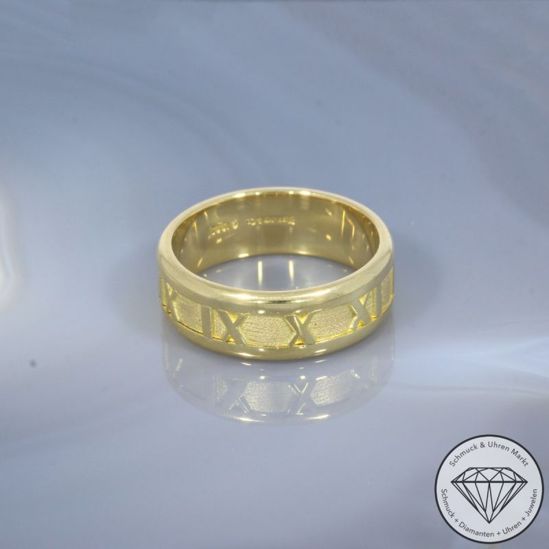 Tiffany Ring mit römischen Ziffern 750er/18 Karat Gelb Gold Größe 58 – 99554