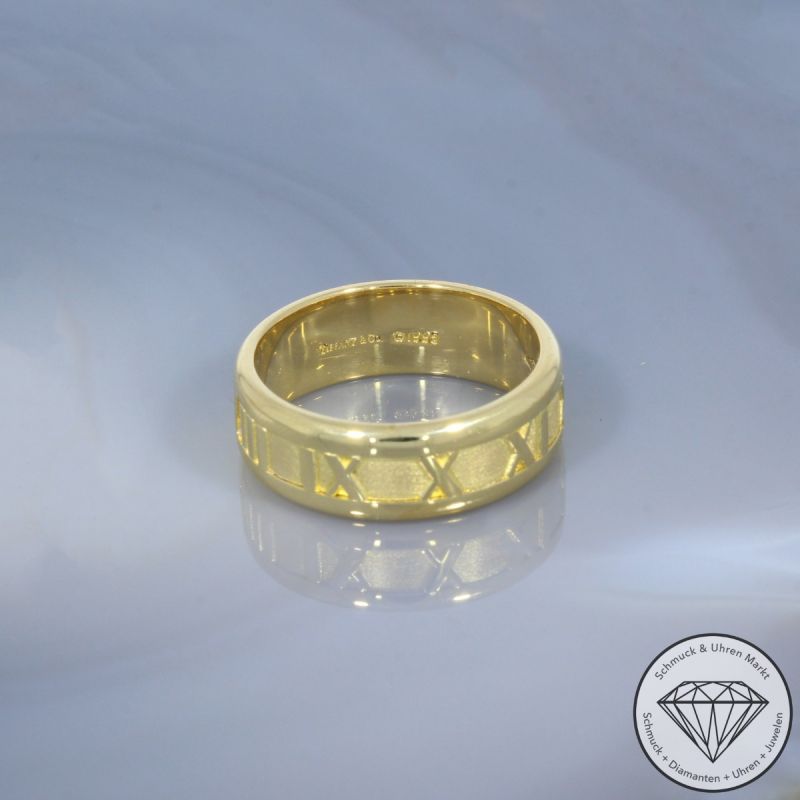 Tiffany Ring mit römischen Ziffern 750er/18 Karat Gelb Gold Größe 58 – 99554