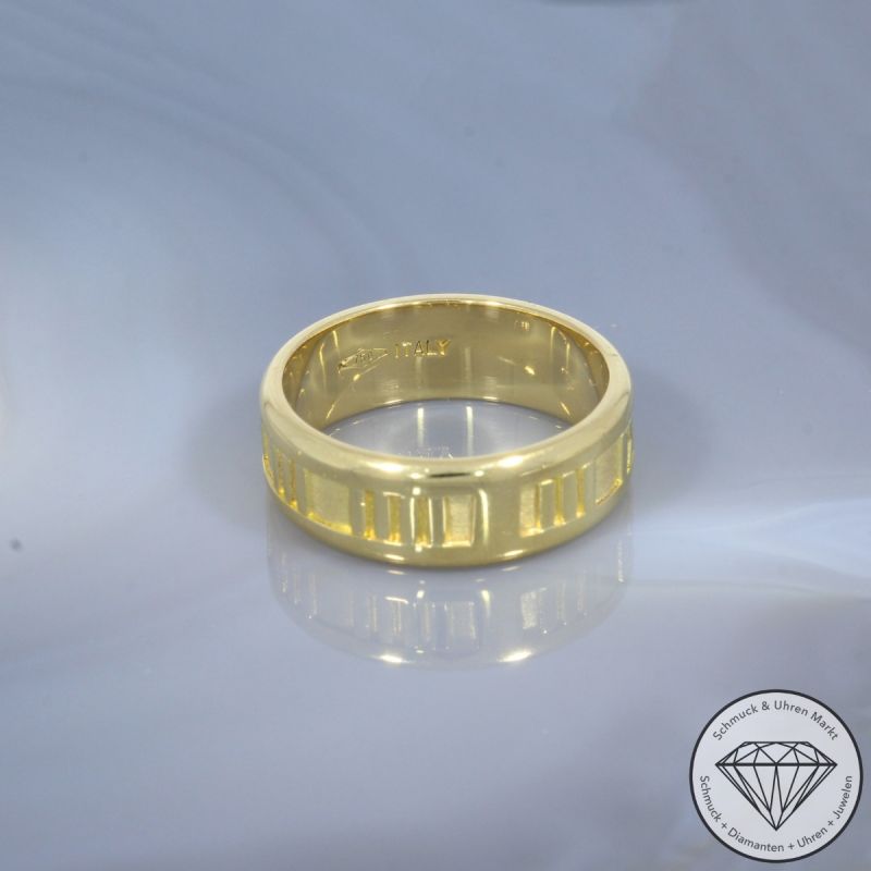 Tiffany Ring mit römischen Ziffern 750er/18 Karat Gelb Gold Größe 58 – 99554
