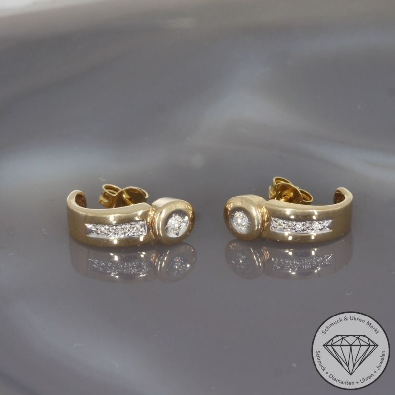 Wert 1100 € Brillant Ohrringe (ca. 0,16 carat) in 585er 14 K Gelbgold - 99560