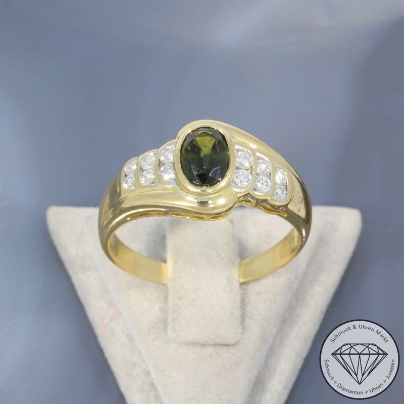Wert 2650 € Bicolor Brillant Turmalin Ring in 750er 18 K Gold - 99562