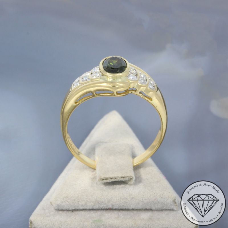 Wert 2650 € Bicolor Brillant Turmalin Ring in 750er 18 K Gold - 99562