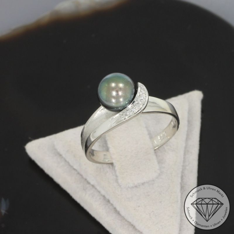 Wert 850 € Diamant Perl Ring in 585er 14 K Weißgold - 99566