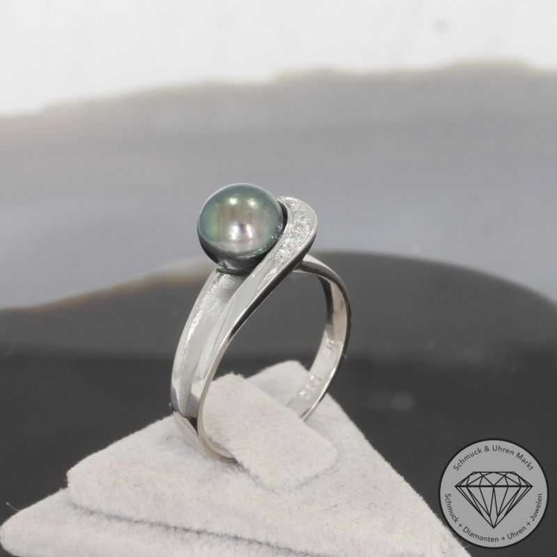 Wert 850 € Diamant Perl Ring in 585er 14 K Weißgold - 99566