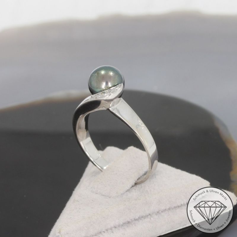 Wert 850 € Diamant Perl Ring in 585er 14 K Weißgold - 99566