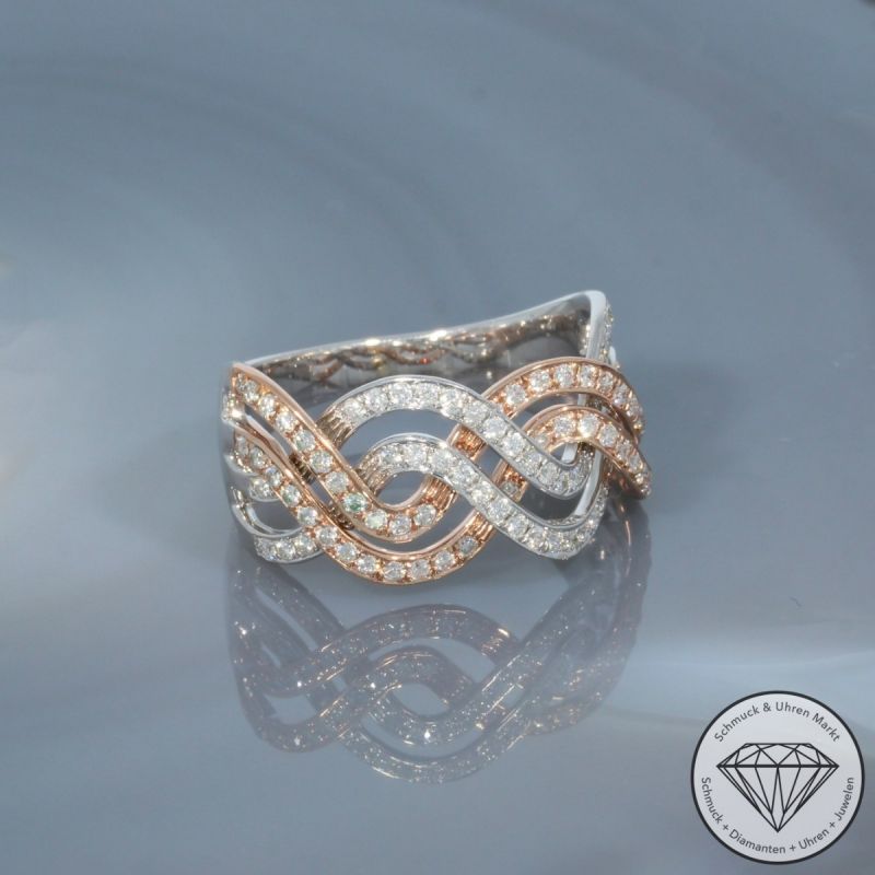 Wert 3150 € Bicolor Brillant Ring (ca. 0,88 carat) in 585er 14 K Gold - 99588