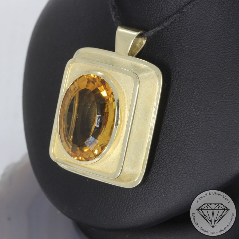 Wert 3500 € Citrin Anhänger & Brosche in 585er 14 K Gelbgold - 99606