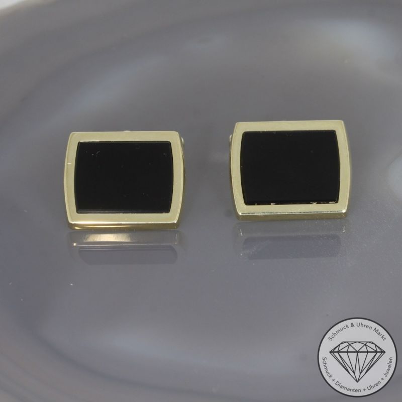 Wert 1490 € Onyx Manschettenknöpfe in 585er 14 K Gelbgold - 99616