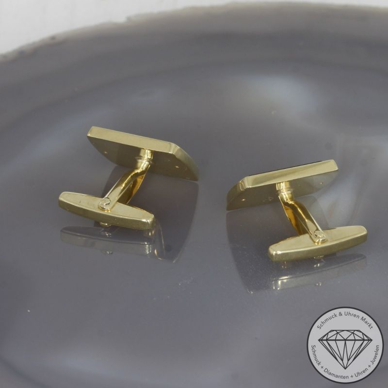 Wert 1490 € Onyx Manschettenknöpfe in 585er 14 K Gelbgold - 99616