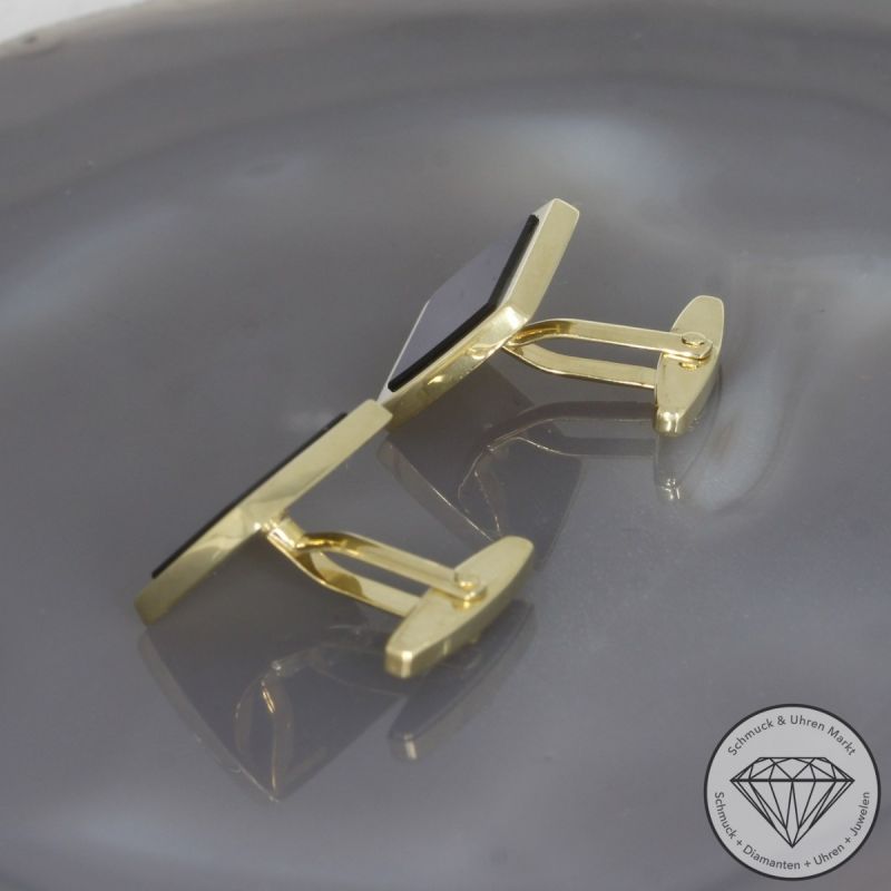 Wert 1490 € Onyx Manschettenknöpfe in 585er 14 K Gelbgold - 99616