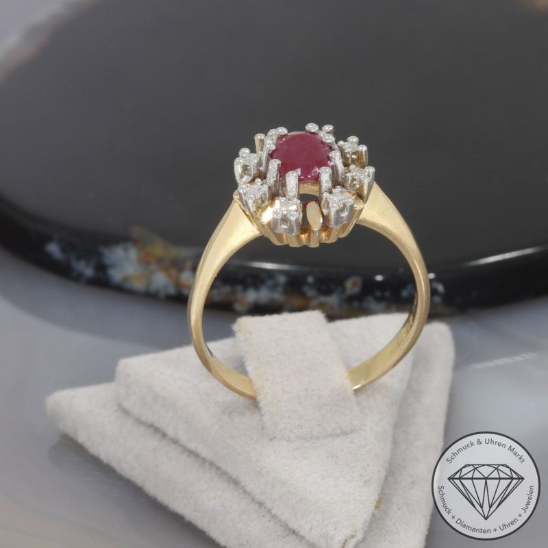 Wert 1250 € Bicolor Diamant Rubin Ring in 585er 14 K Gold - 99621
