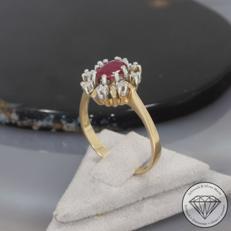 Wert 1250 € Bicolor Diamant Rubin Ring in 585er 14 K Gold - 99621