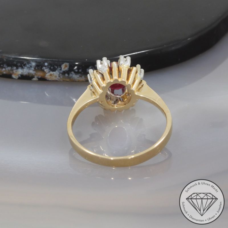 Wert 1250 € Bicolor Diamant Rubin Ring in 585er 14 K Gold - 99621