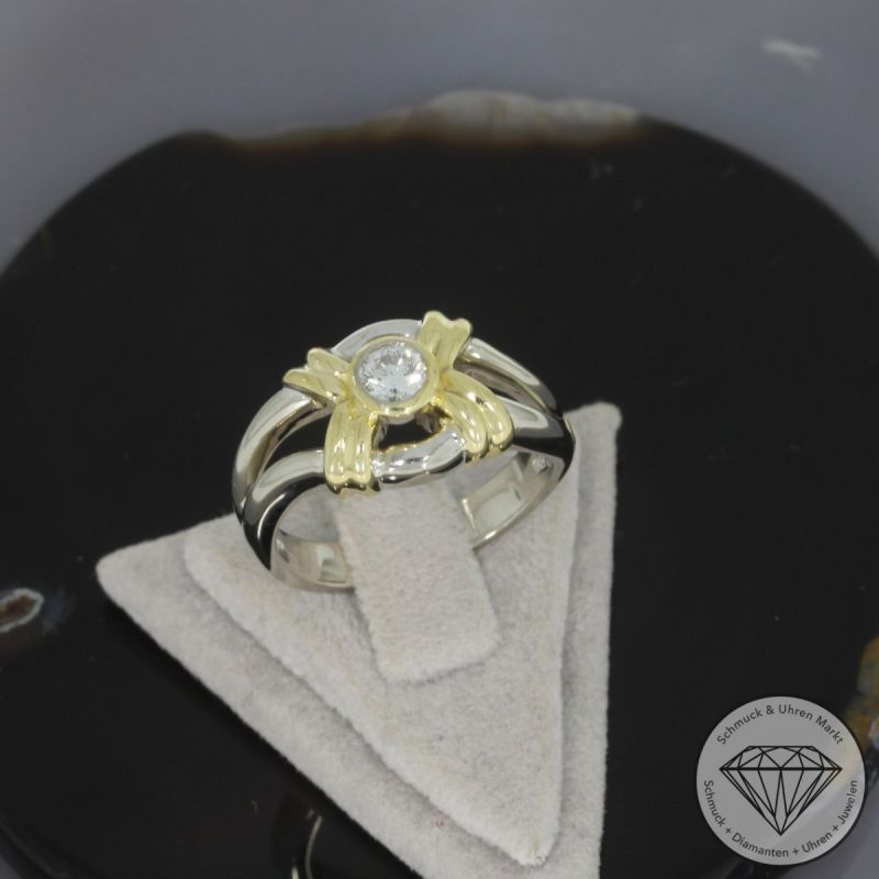 Wert 3790 € Bicolor Solitär Brillant Ring (ca. 0,40 carat) in 585er 14 K Gold - 99625