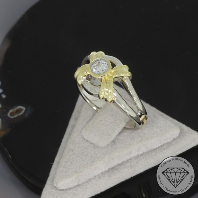 Wert 3790 € Bicolor Solitär Brillant Ring (ca. 0,40 carat) in 585er 14 K Gold - 99625