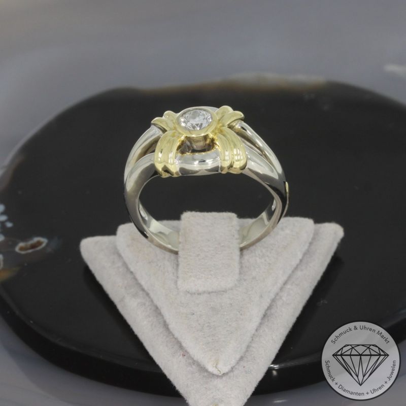 Wert 3790 € Bicolor Solitär Brillant Ring (ca. 0,40 carat) in 585er 14 K Gold - 99625