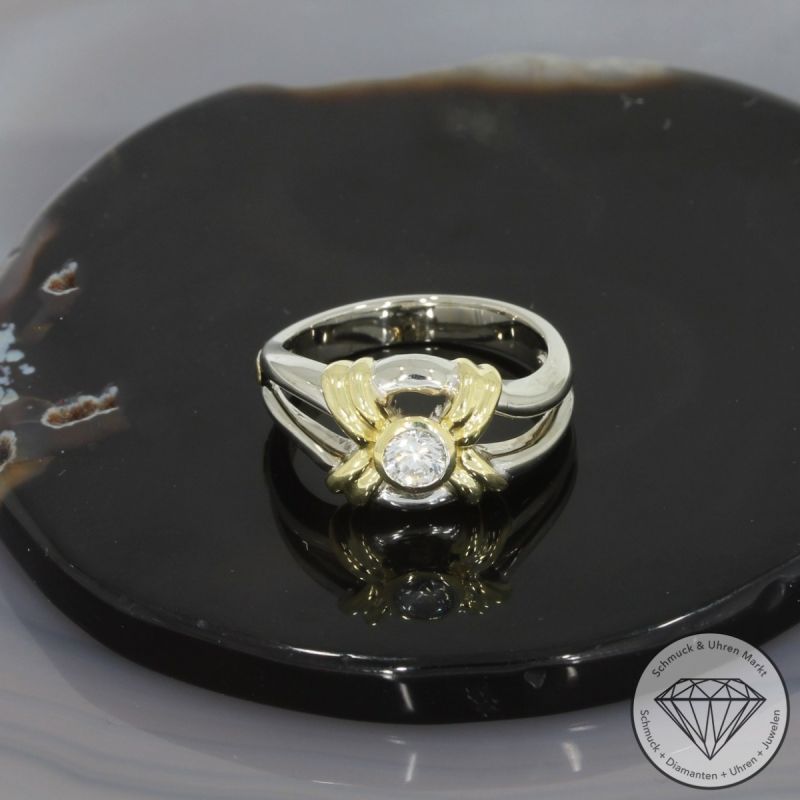 Wert 3790 € Bicolor Solitär Brillant Ring (ca. 0,40 carat) in 585er 14 K Gold - 99625