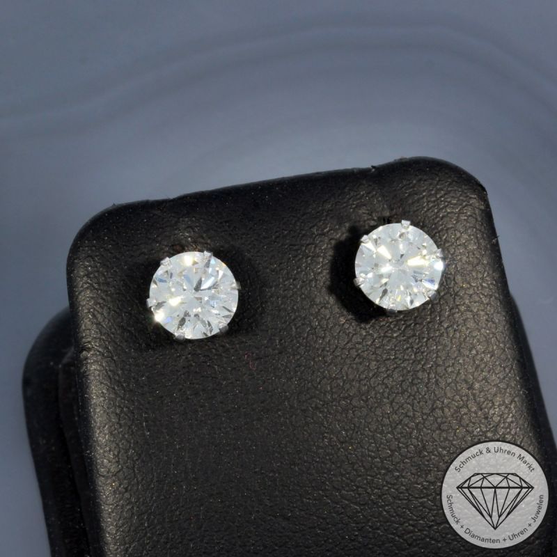 Wert 16290 € Solitär Brillant Ohrringe (2,02 carat) in 750er 18 K Weißgold - 100436