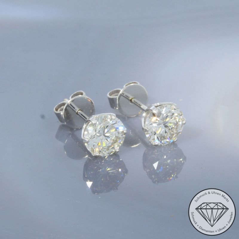 Wert 16290 € Solitär Brillant Ohrringe (2,02 carat) in 750er 18 K Weißgold - 100436