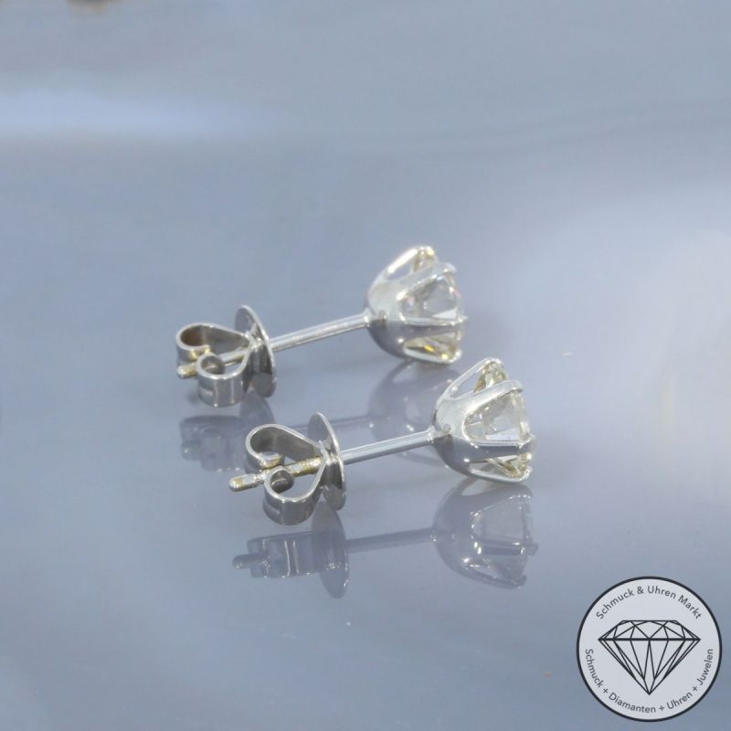 Wert 16290 € Solitär Brillant Ohrringe (2,02 carat) in 750er 18 K Weißgold - 100436