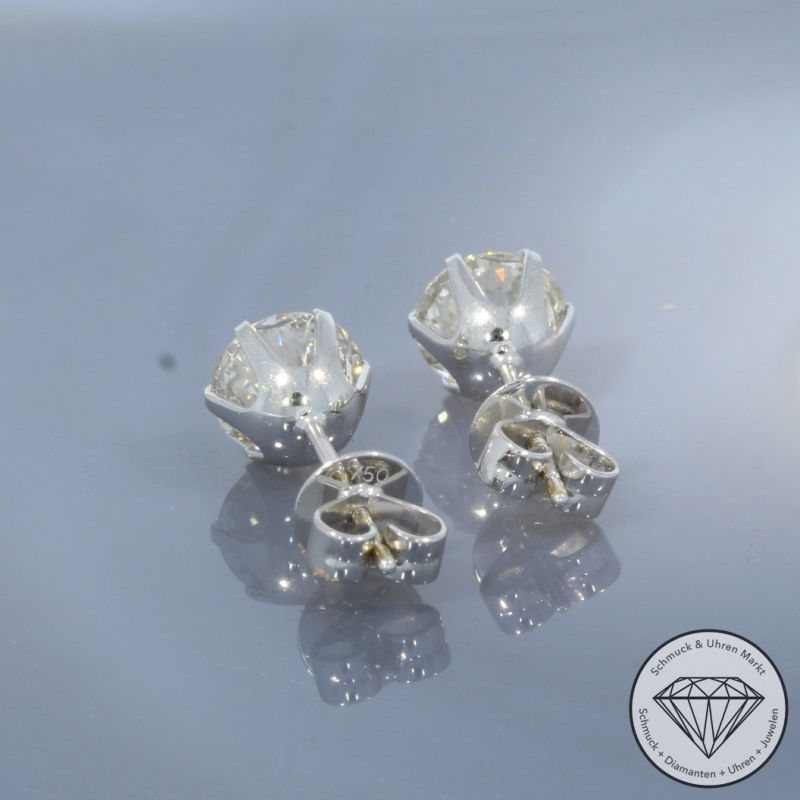 Wert 16290 € Solitär Brillant Ohrringe (2,02 carat) in 750er 18 K Weißgold - 100436