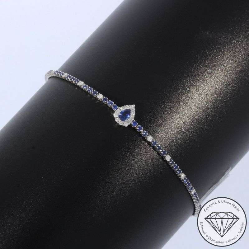Wert 1990 € Brillant Saphir Armband in 750er 18 K Weißgold - 99654