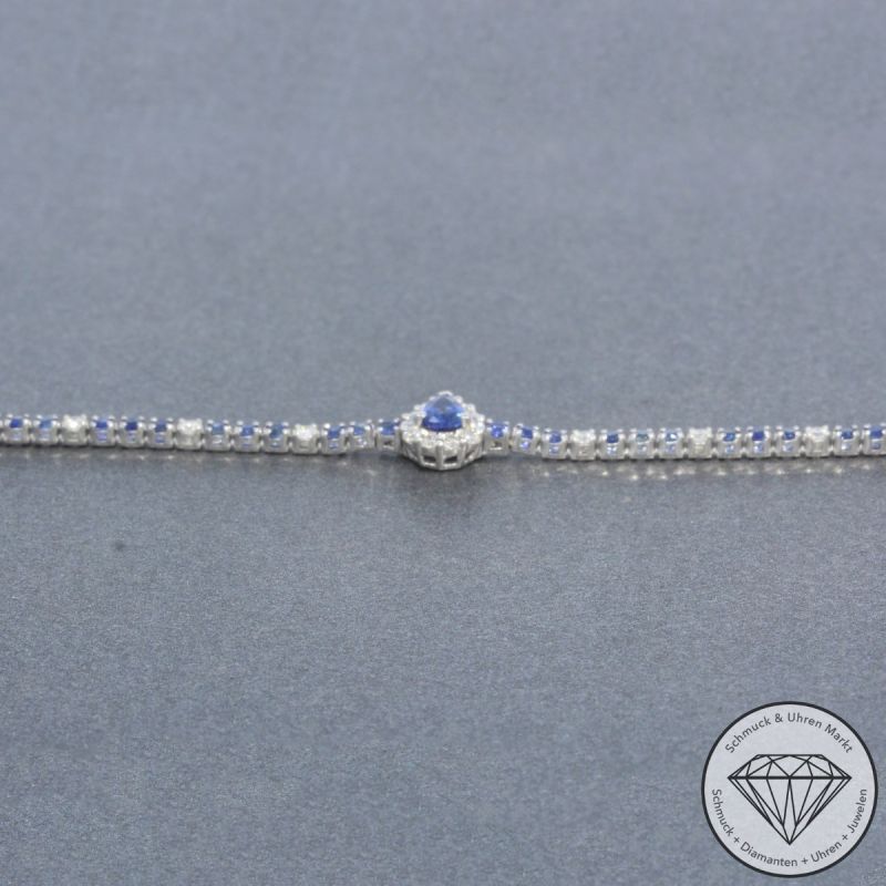 Wert 1990 € Brillant Saphir Armband in 750er 18 K Weißgold - 99654