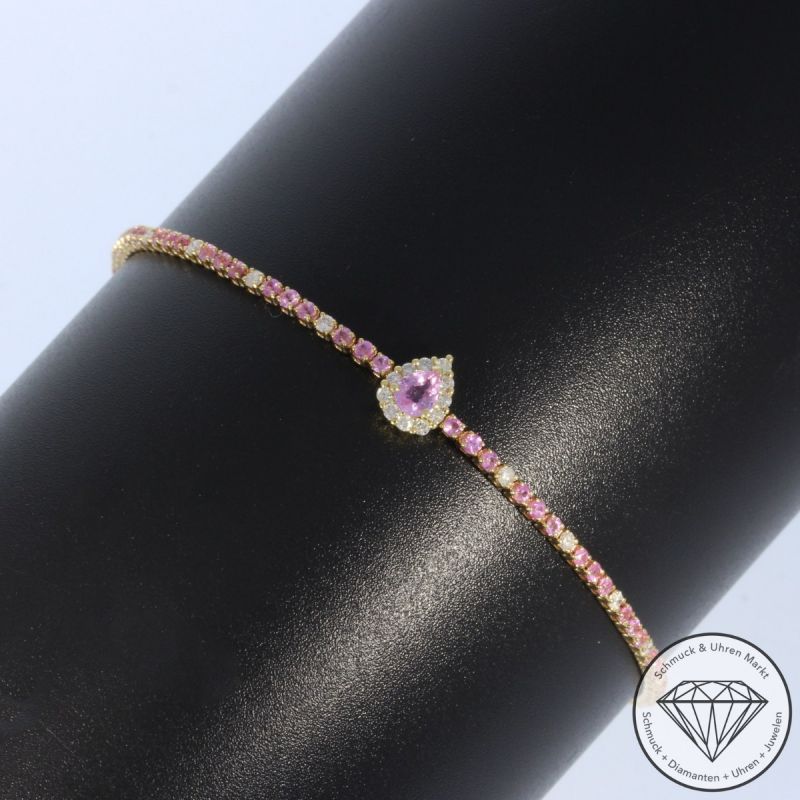 Wert 1990 € Brillant Saphir Armband in 750er 18 K Gelbgold - 99657