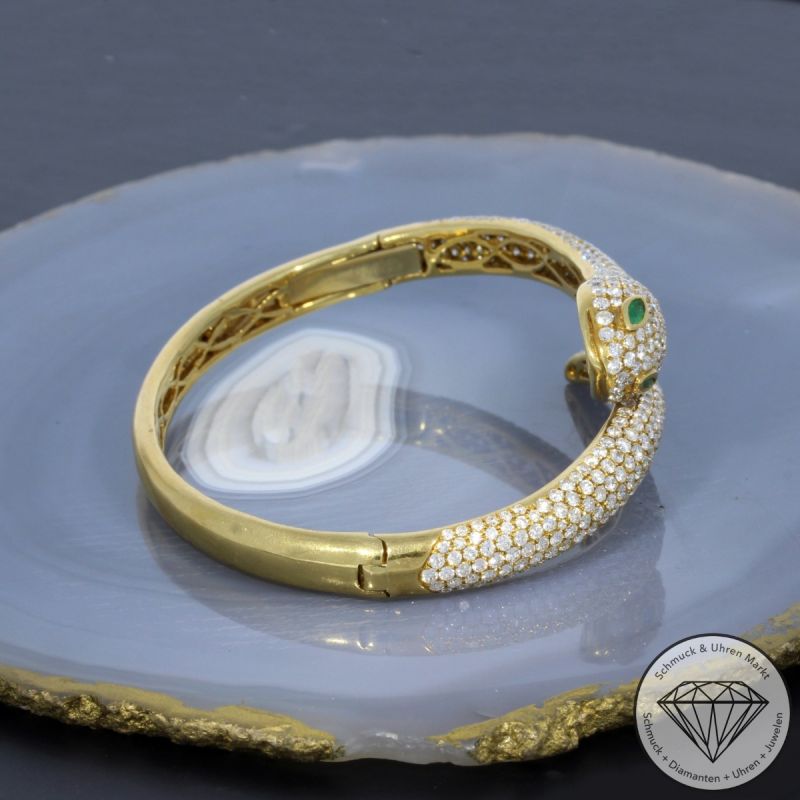 Wert 24280 € Brillant Smaragd Armreif Schlange in 750er 18 K Gelbgold - 99665