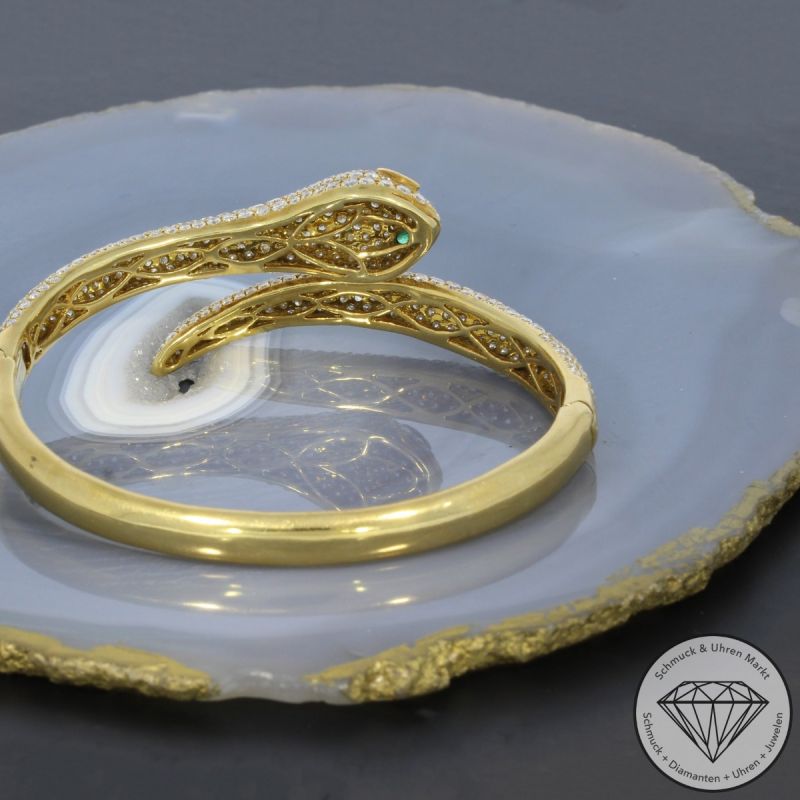 Wert 24280 € Brillant Smaragd Armreif Schlange in 750er 18 K Gelbgold - 99665