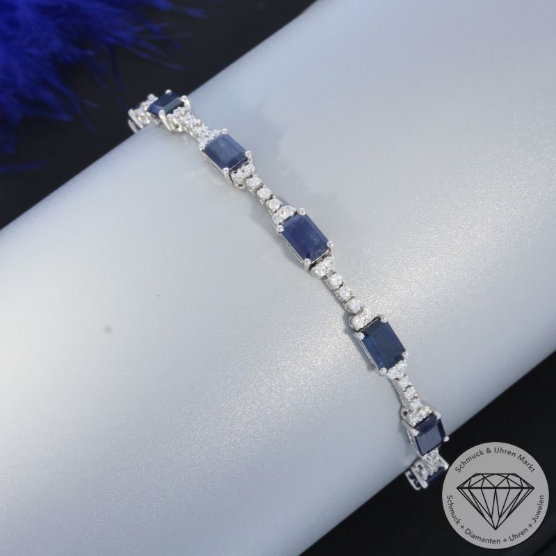 Wert 9100 € Brillant Saphir Armband in 750er 18 K Weißgold - 99672
