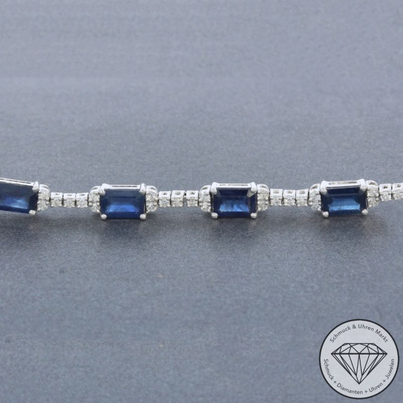 Wert 9100 € Brillant Saphir Armband in 750er 18 K Weißgold - 99672