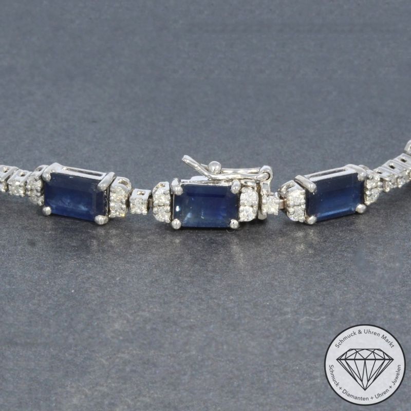 Wert 9100 € Brillant Saphir Armband in 750er 18 K Weißgold - 99672