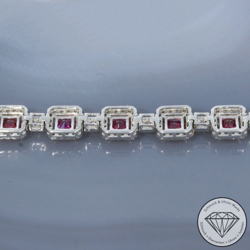 Wert 13850 € Brillant Rubin Armband in 750er 18 K Weißgold - 99673