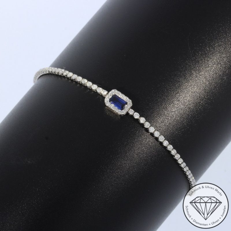 Wert 2390 € Brillant Saphir Armband in 750er 18 K Weißgold - 99675