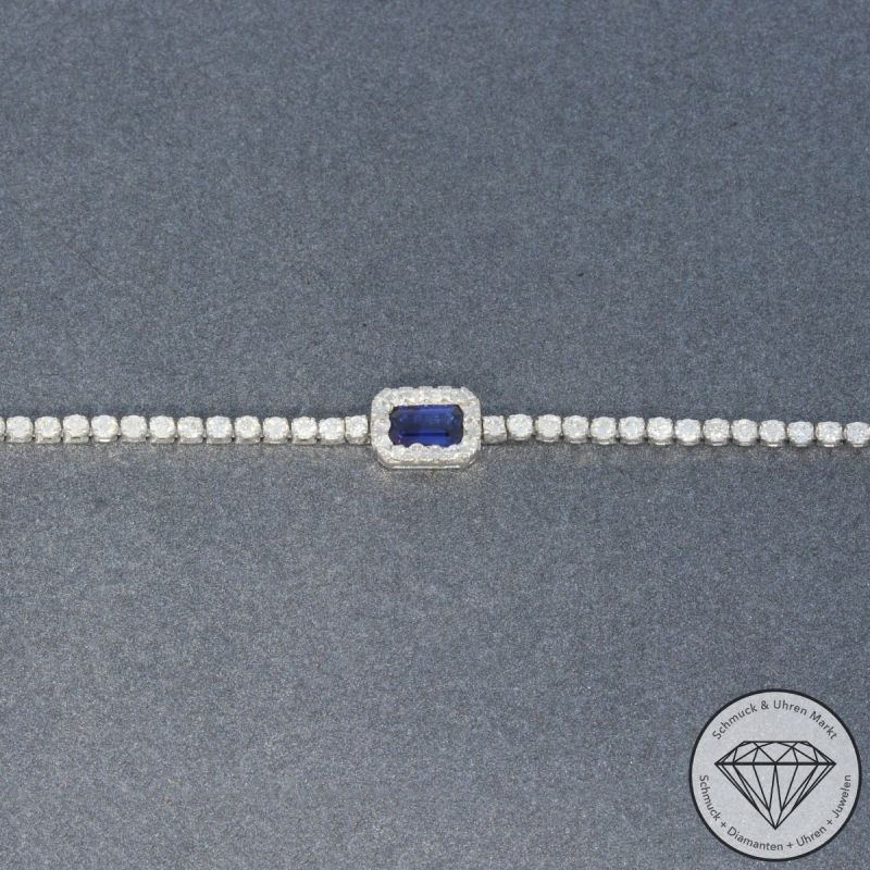 Wert 2390 € Brillant Saphir Armband in 750er 18 K Weißgold - 99675