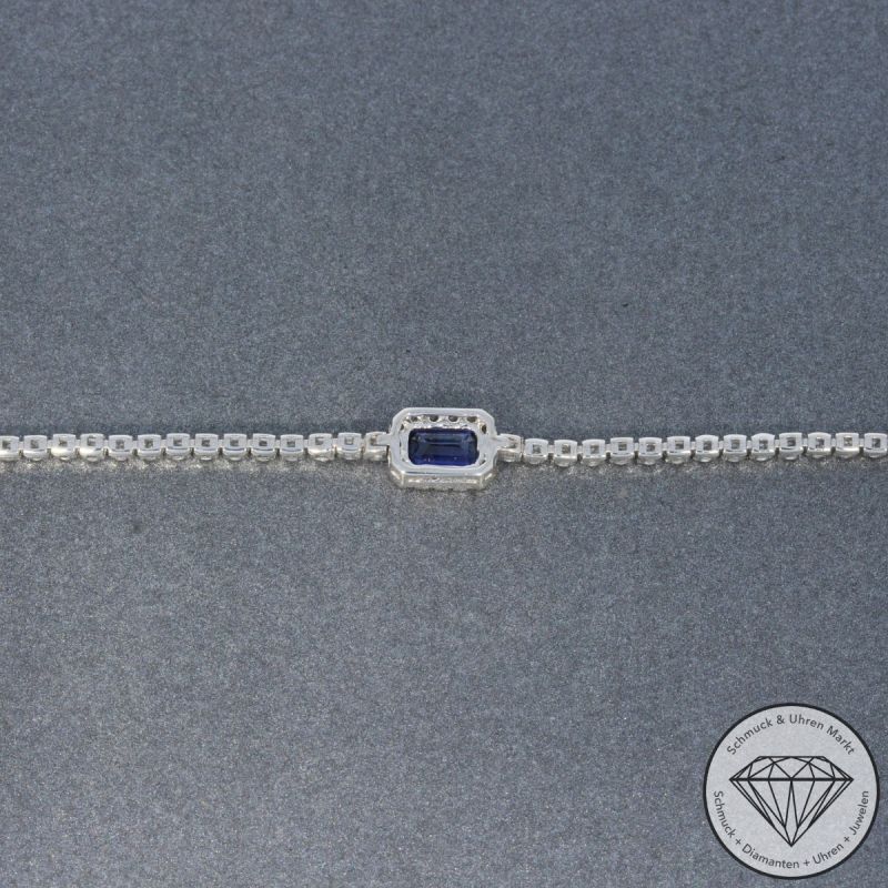 Wert 2390 € Brillant Saphir Armband in 750er 18 K Weißgold - 99675