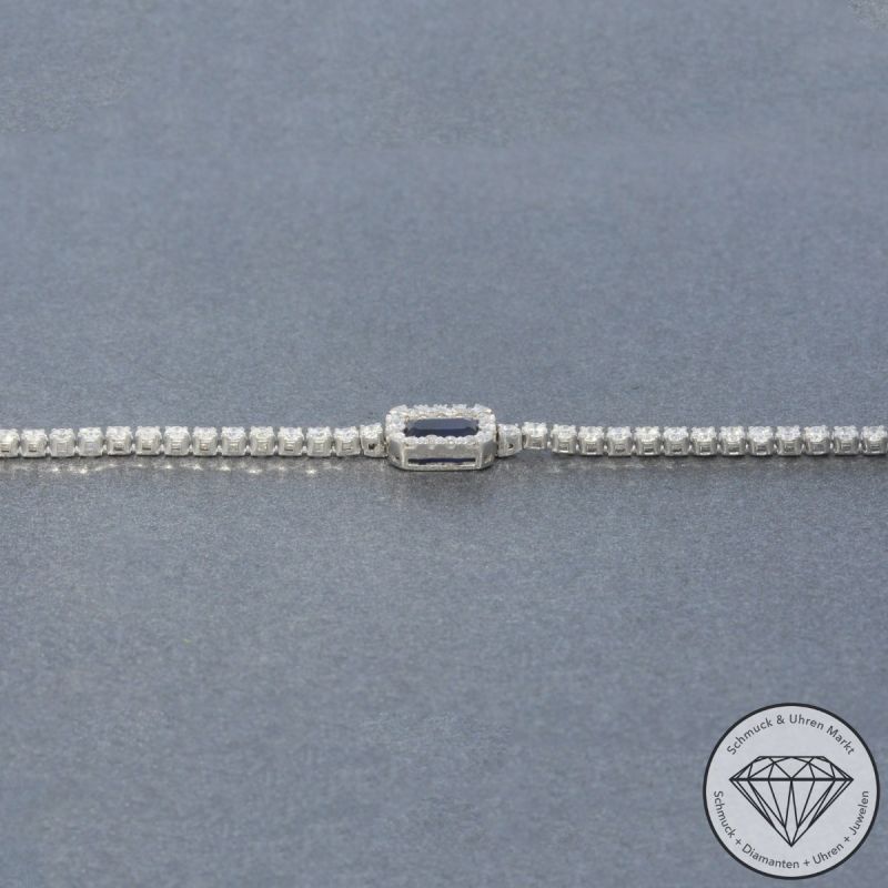 Wert 2390 € Brillant Saphir Armband in 750er 18 K Weißgold - 99675