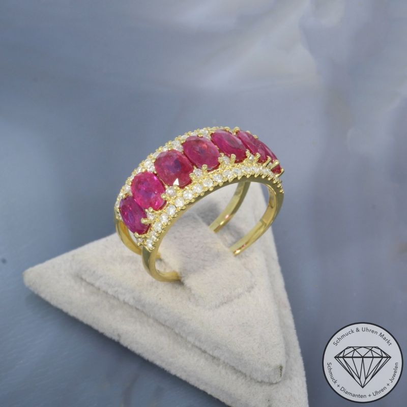 Wert 4650 € Brillant Rubin Ring 750er/18 Karat Gelb Gold Größe 56 – 99679