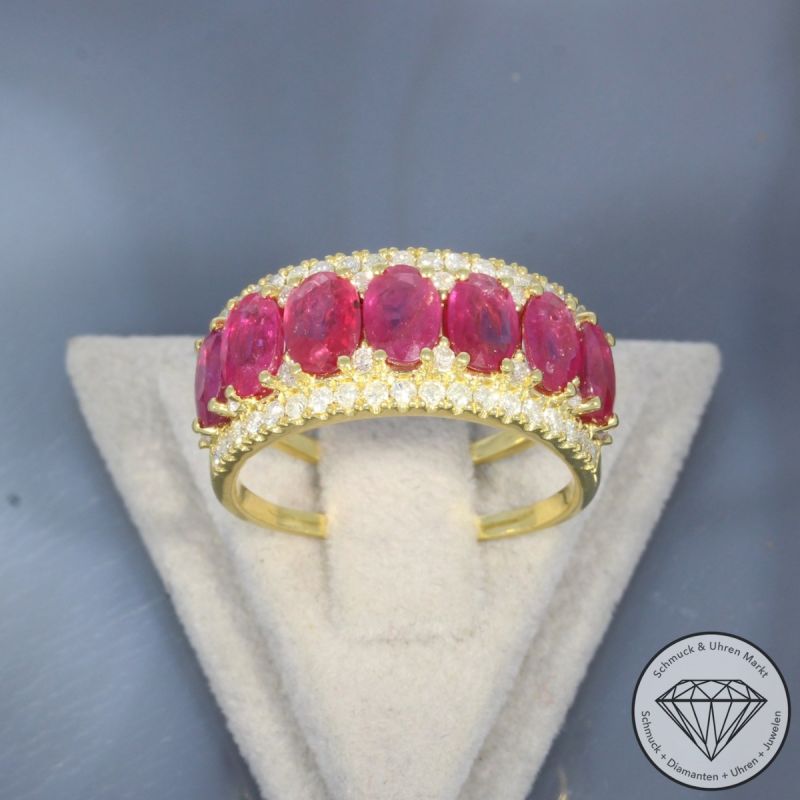 Wert 4650 € Brillant Rubin Ring 750er/18 Karat Gelb Gold Größe 56 – 99679