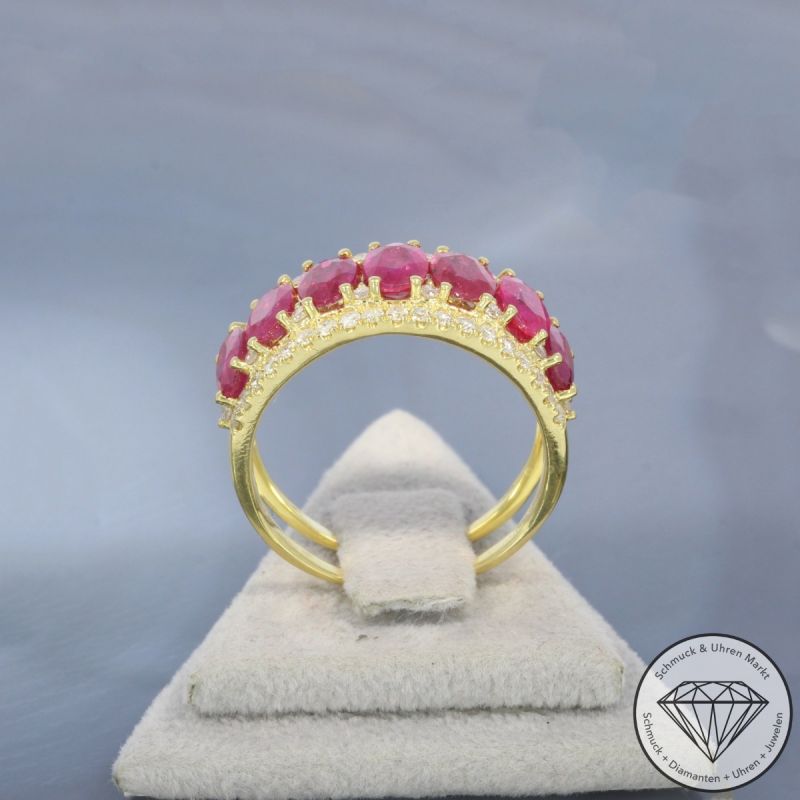 Wert 4650 € Brillant Rubin Ring 750er/18 Karat Gelb Gold Größe 56 – 99679